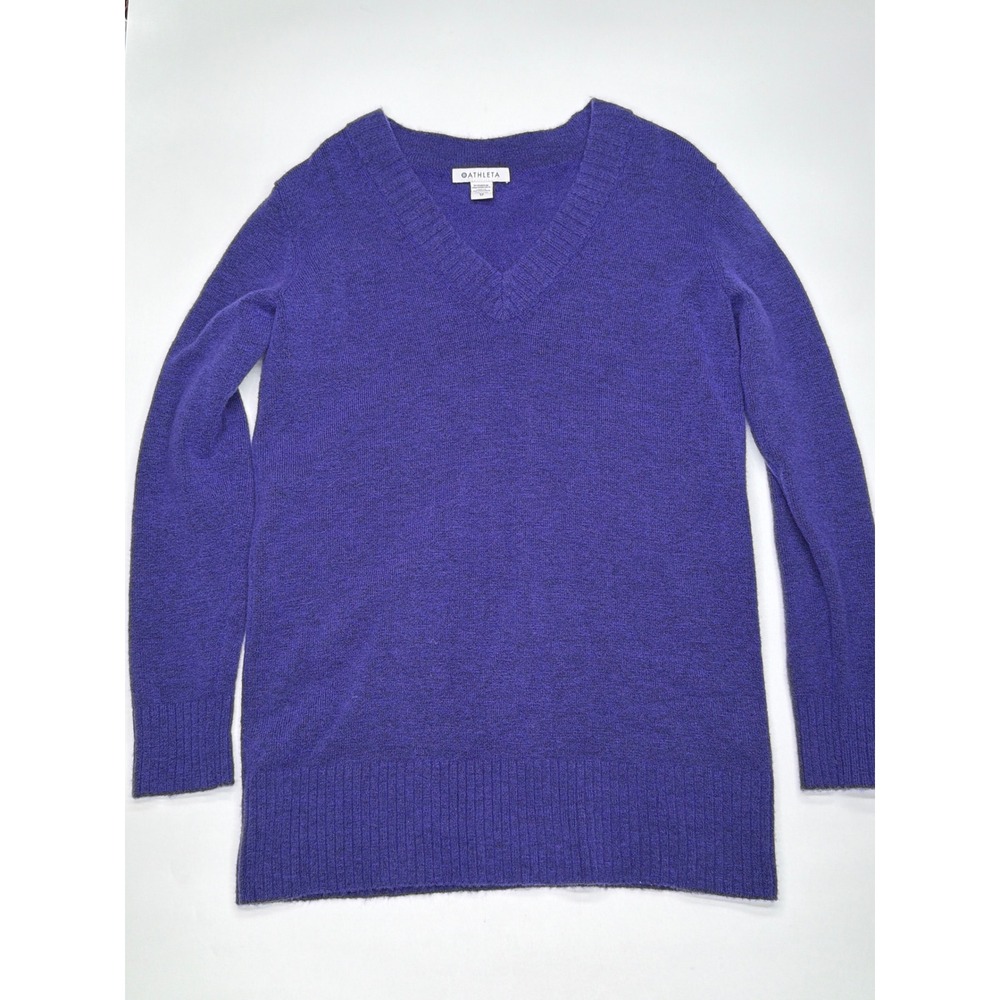 Athleta Purple V Neck Long Sleeve Tunic‎ Sweater XS Cozy Casual Everyday Comfort